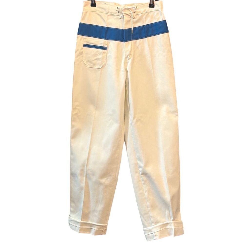70s Live Ins Trousers Deadstock Nautical Sailor Colorblock High Waist Pants
